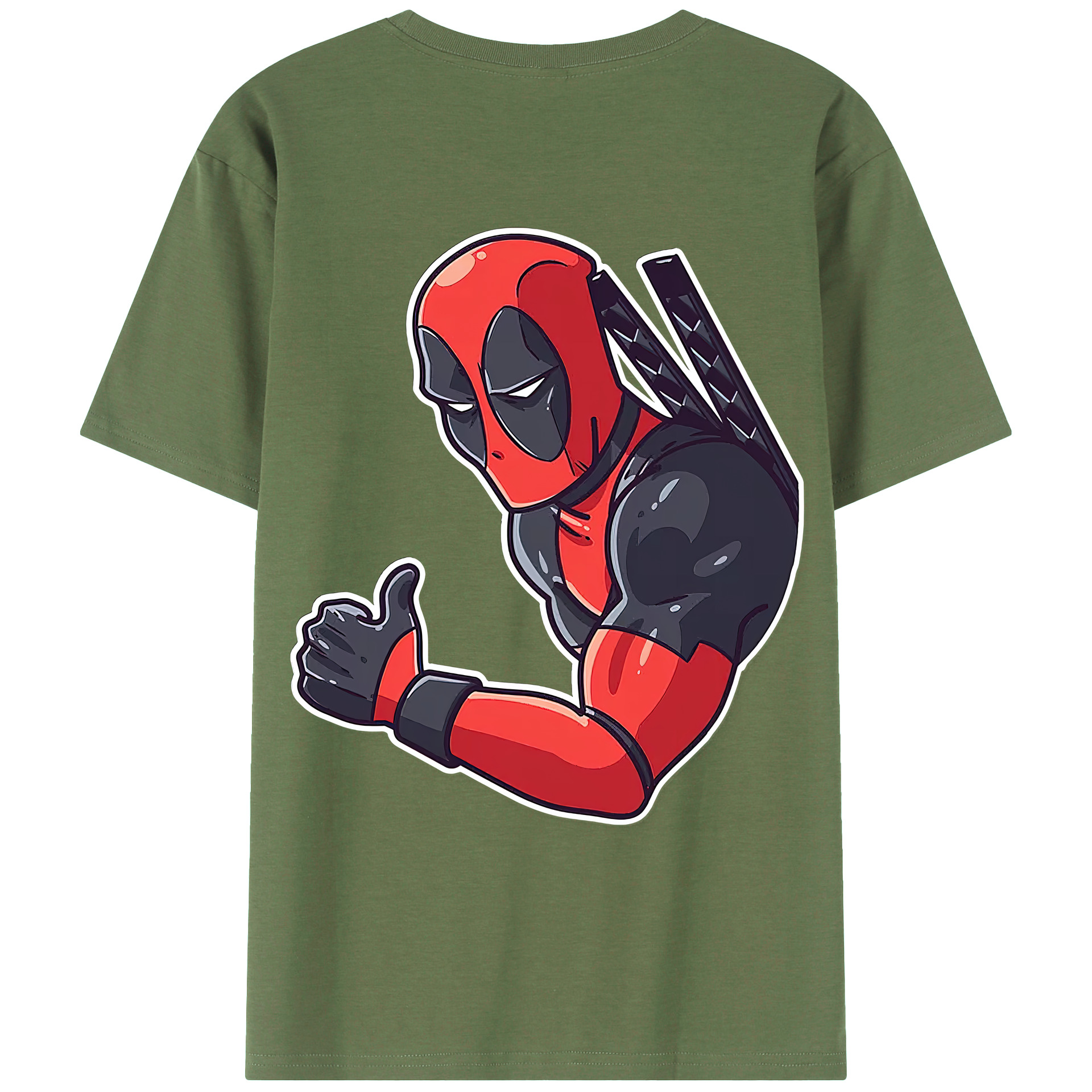（画像用） Deadpool デッドプール 綿100％ メンズ半袖Tシャツ（バックプリント） 通気性